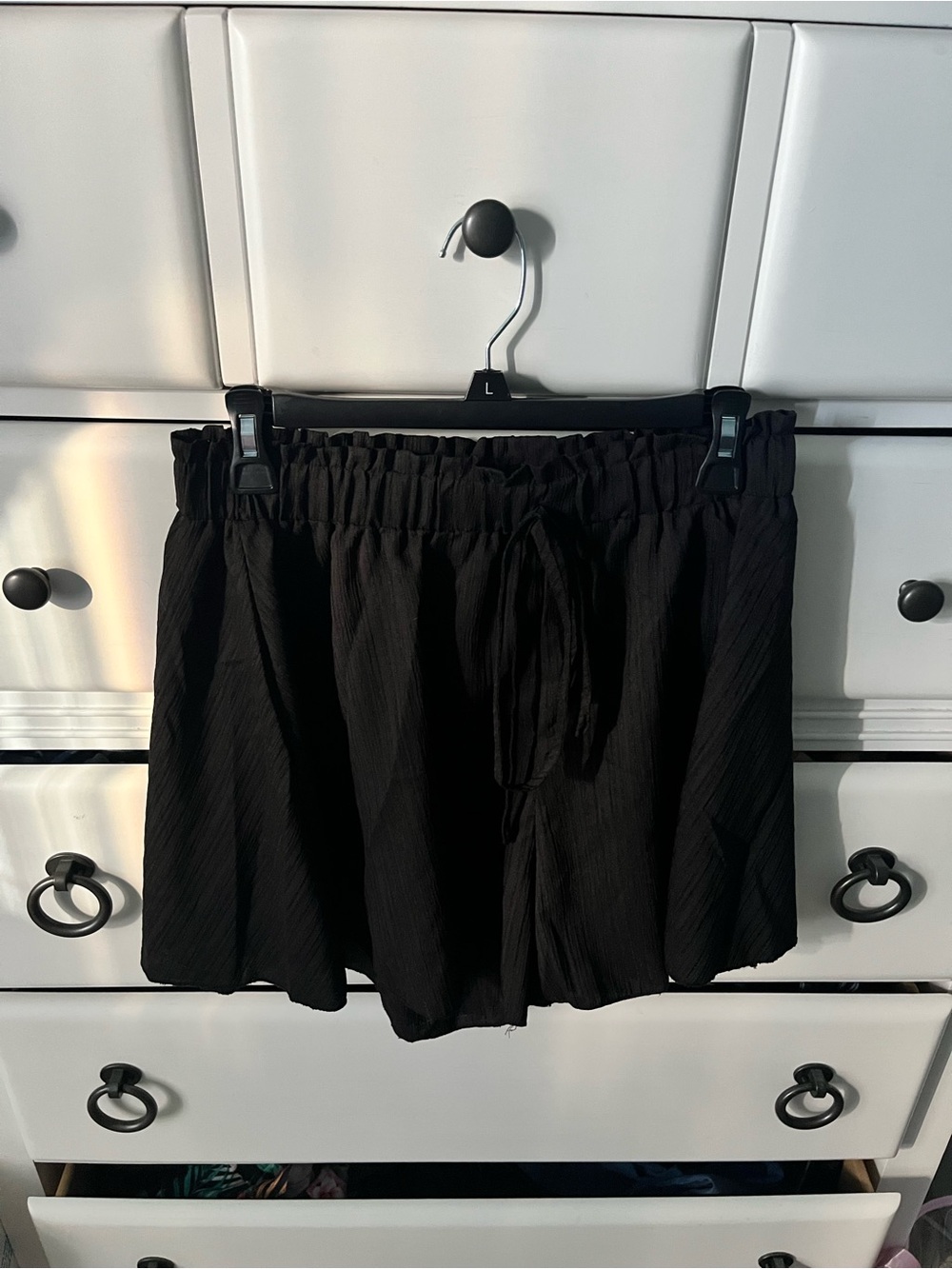 SHEIN Black High-Waist Elastic Drawstring Shorts